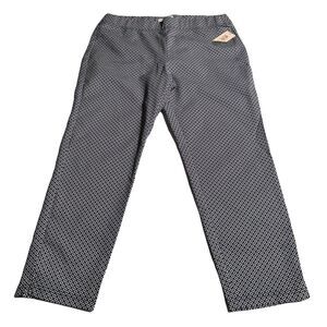 Nanette Lepore Navy Blue Diamond Print Pants Stretch Size 14 Pull On NWT